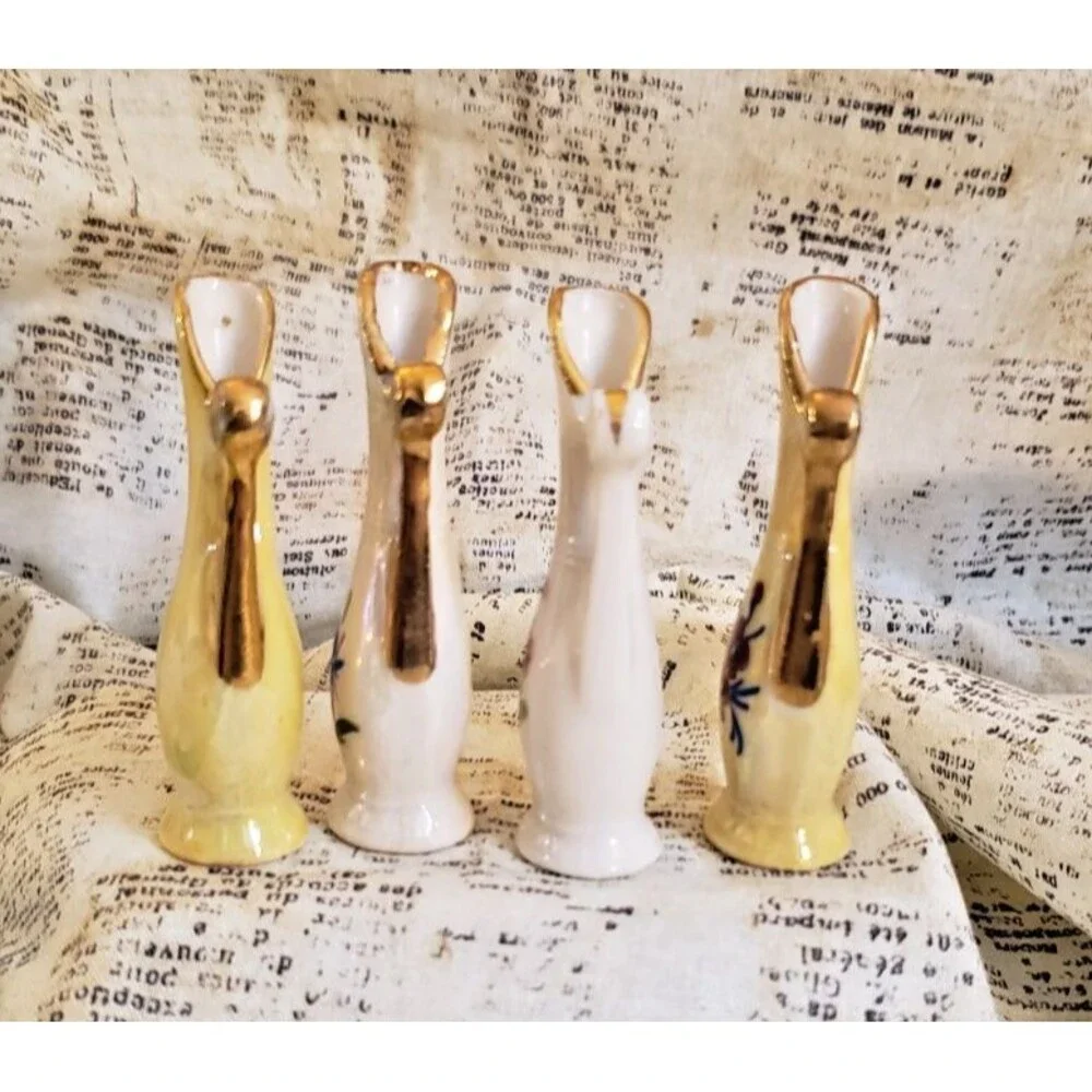 Elegant, Classic, Sophisticated  - 4 Colorful Vintage Miniature Pitchers/Ewers
